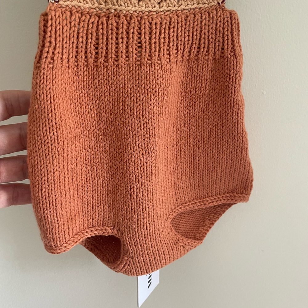 Misha And Puff Knit Crochet Sunsquare One-Piece in Rust, Yellow, Cream - Picture 3 of 11